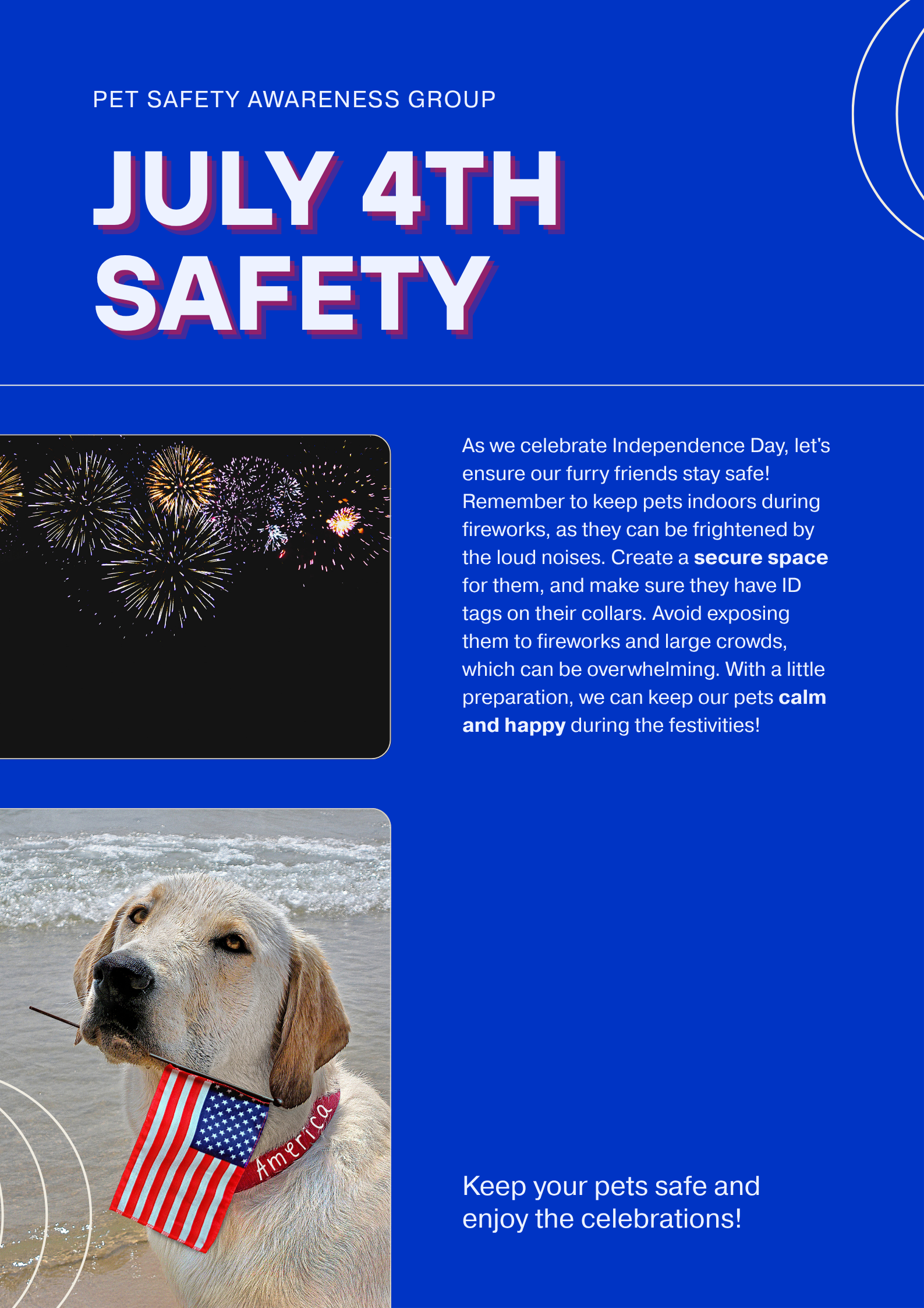 PECAVA Poster – Pet Safety Reminders for July 4th