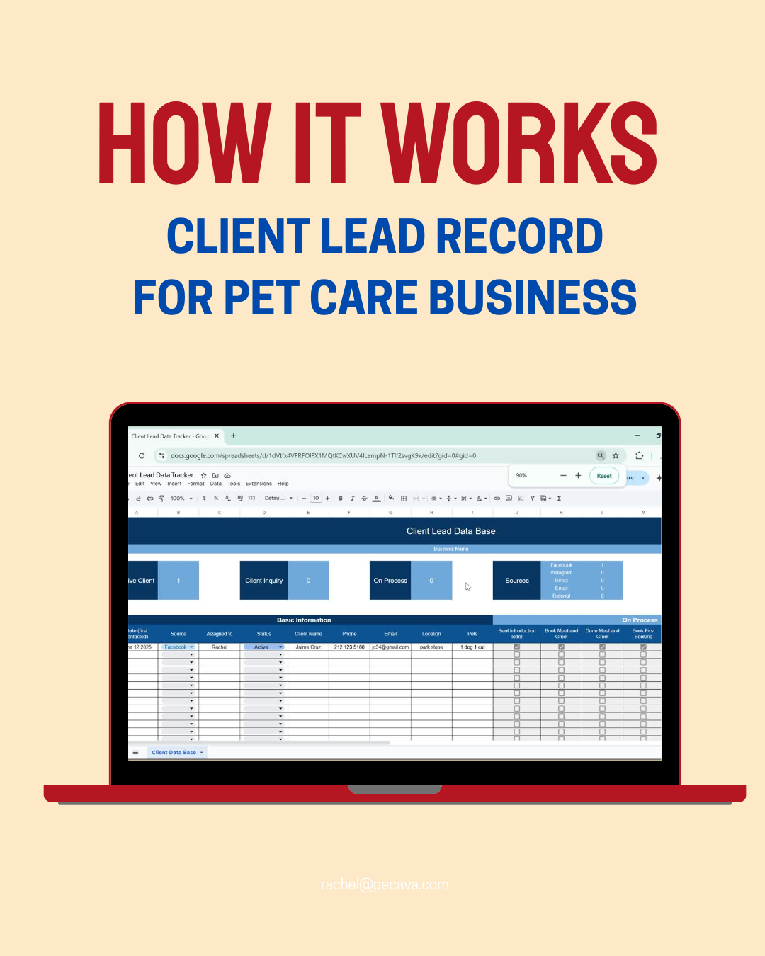 Client Lead Record - Pet Care Business Spreadsheet
