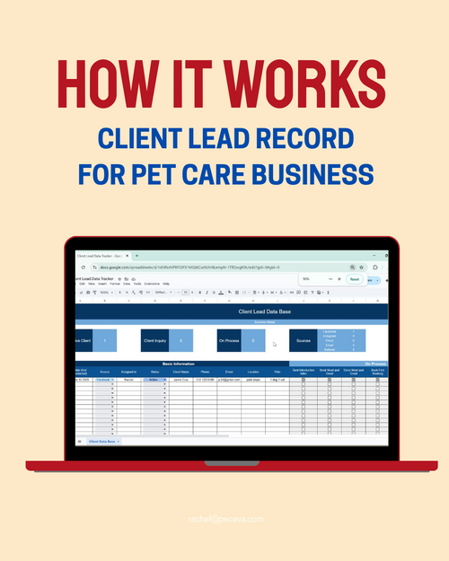 Client Lead Record - Pet Care Business Spreadsheet