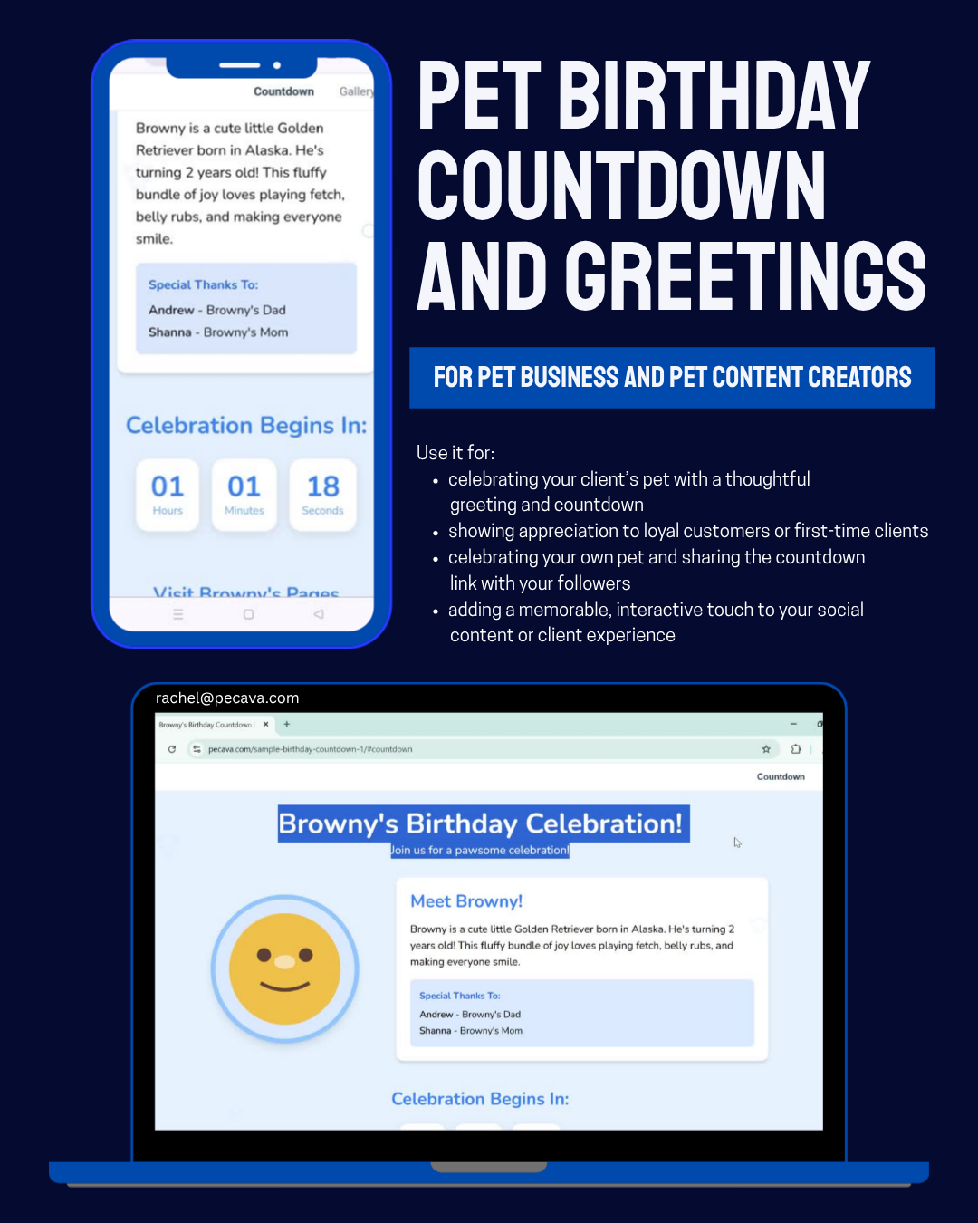 Pet birthday countdown and greetings (CUSTOMIZED)