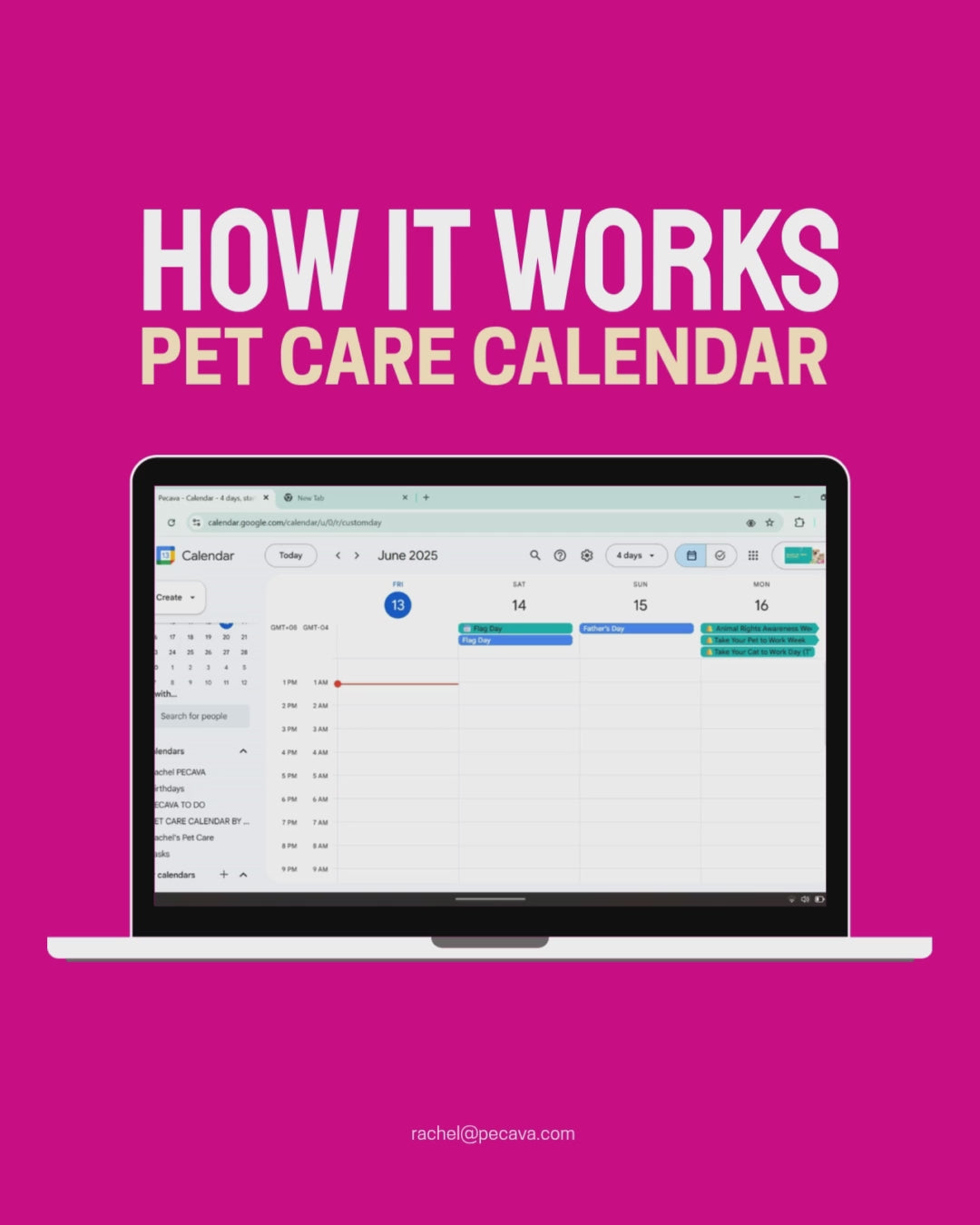 Google Pet Care Calendar FREE