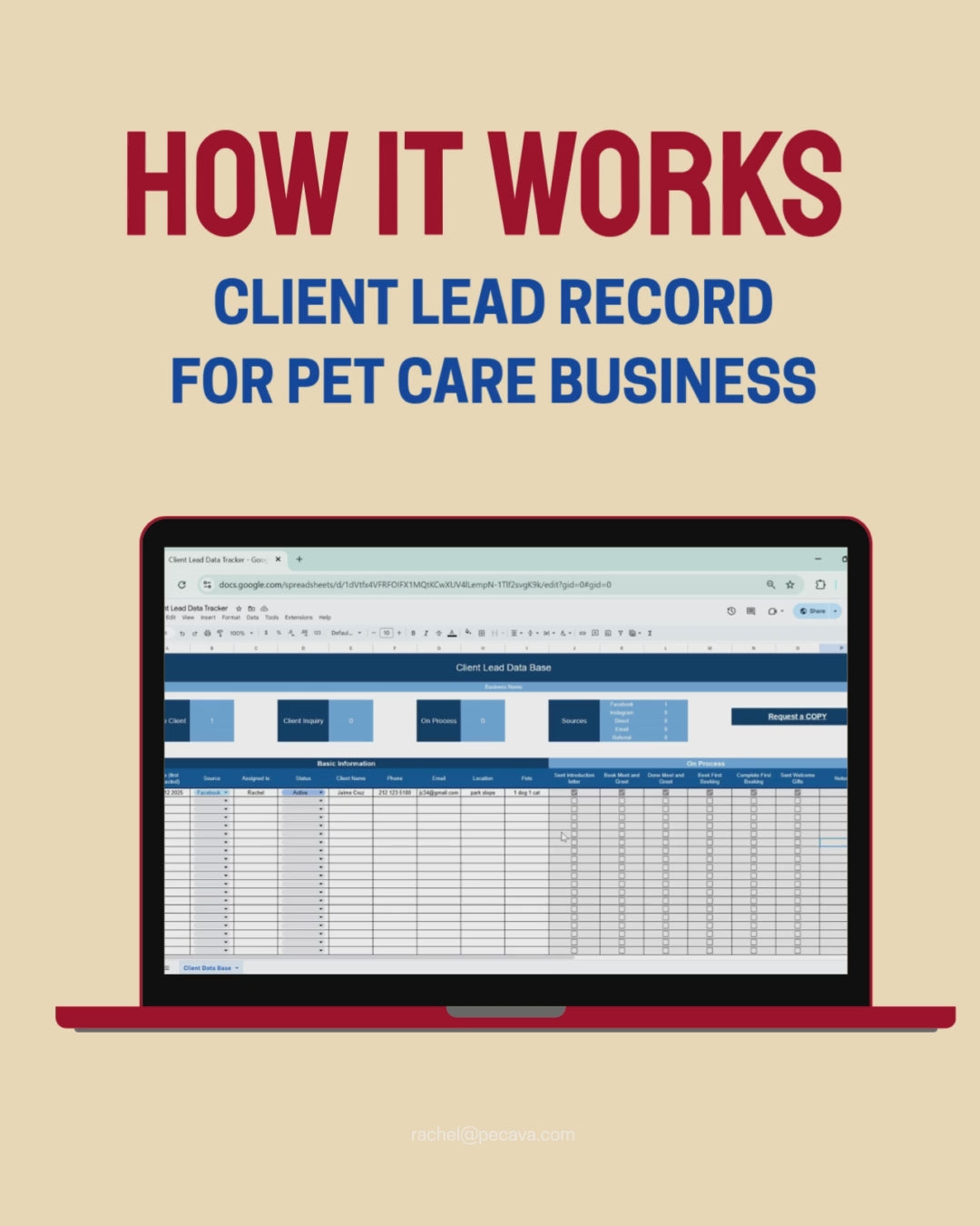 Client Lead Record - Pet Care Business Spreadsheet